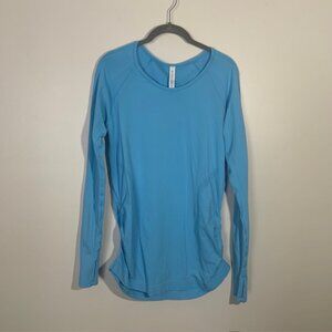 Athleta‎ Momentum Seamless Long Sleeve Top Athleisure Thumbholes Large Blue